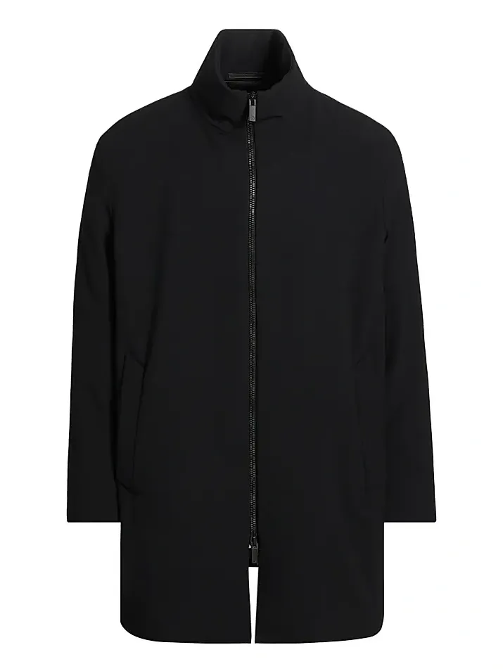 Men's Long Wool Zip-Up Jacket