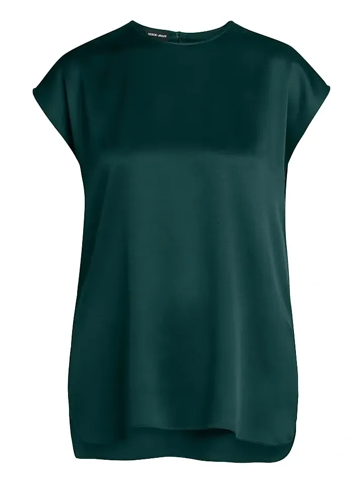 Women's Silk Satin Cap-Sleeve Top