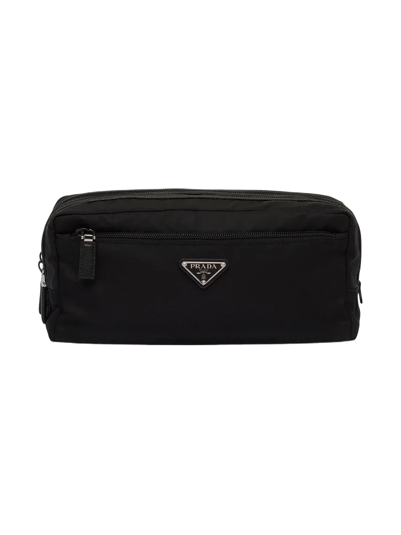 Re-Nylon and Saffiano Leather Travel Pouch