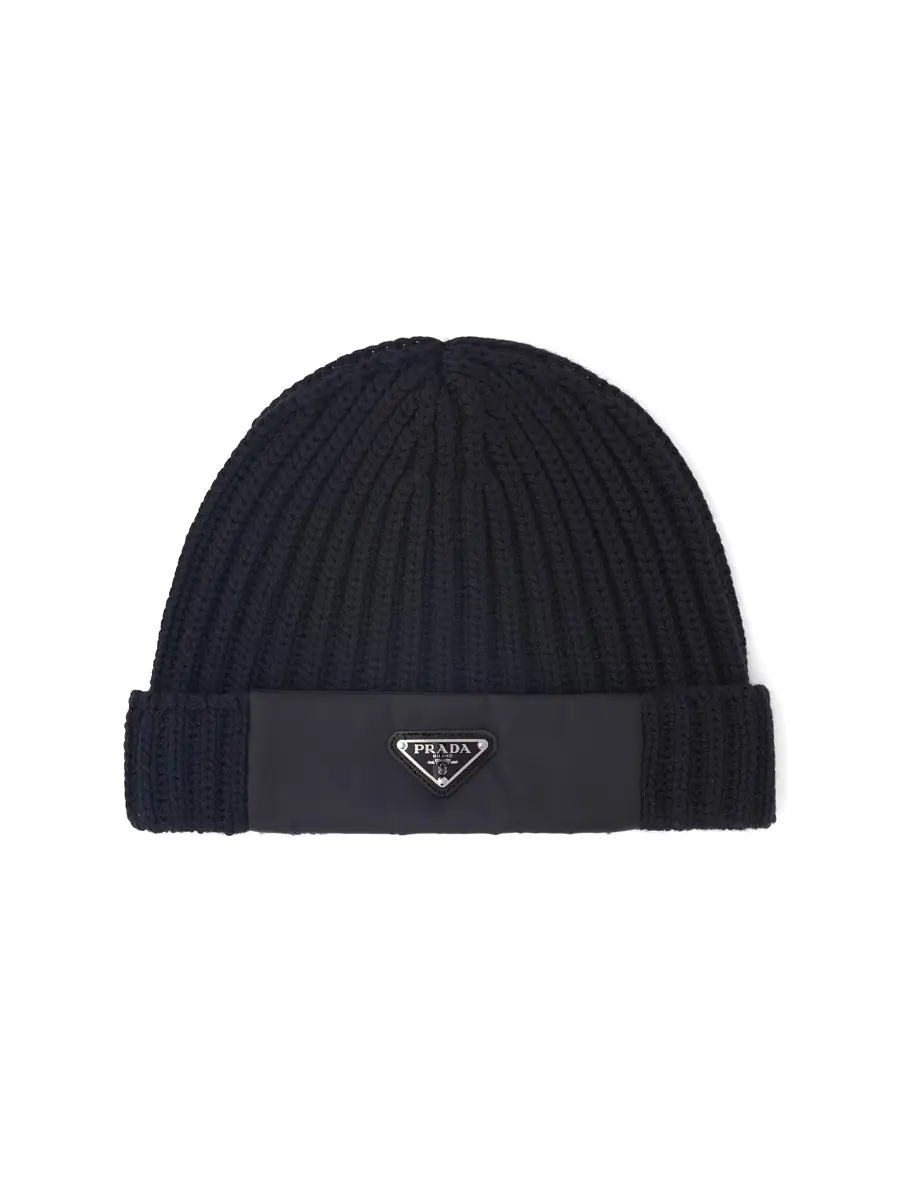 Prada Men's Re-Nylon Gabardine And Wool Cap - Black | Thumbnail 3 Prada Men's Re-Nylon Gabardine And Wool Cap - Black | Thumbnail 3