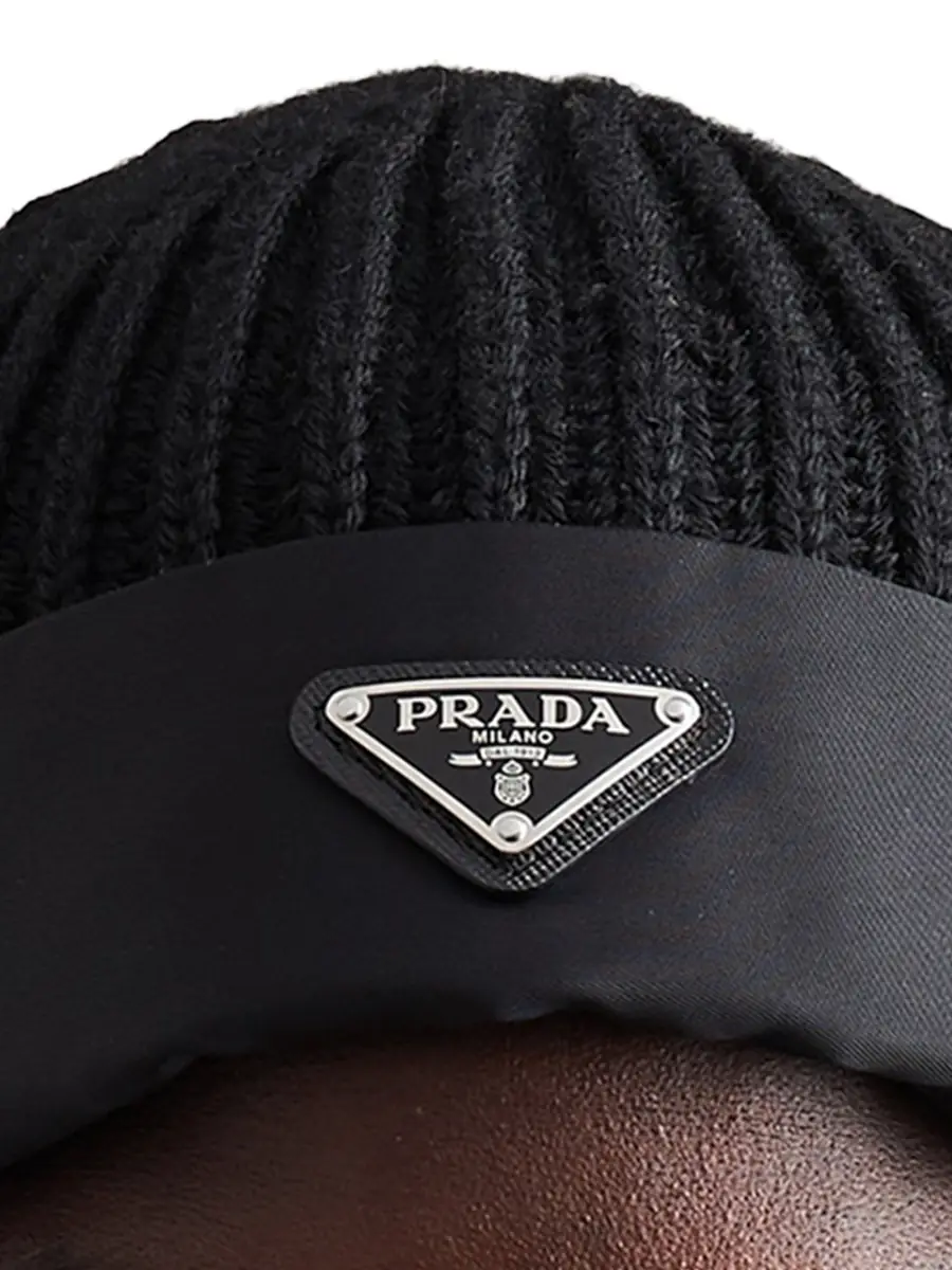 Prada Men's Re-Nylon Gabardine And Wool Cap - Black | Image 1 Prada Men's Re-Nylon Gabardine And Wool Cap - Black | Image 1