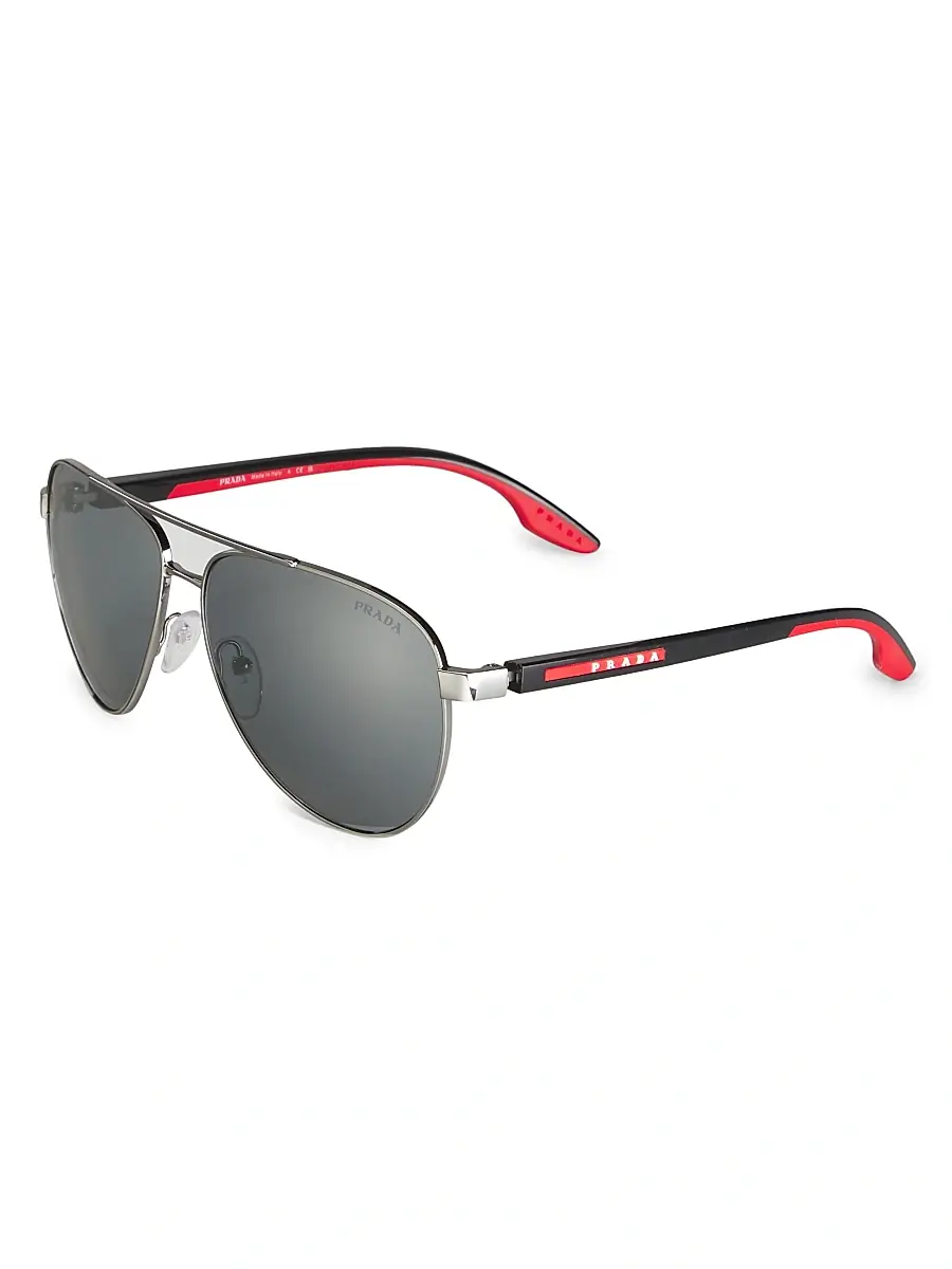 Prada Linea Rossa Men's 61MM Metal Pilot Sunglasses | Thumbnail 2