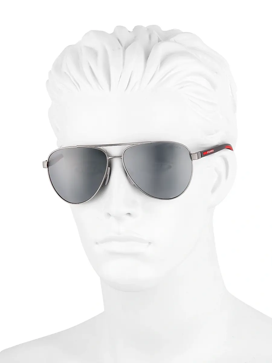 Prada Linea Rossa Men's 61MM Metal Pilot Sunglasses | Thumbnail 4
