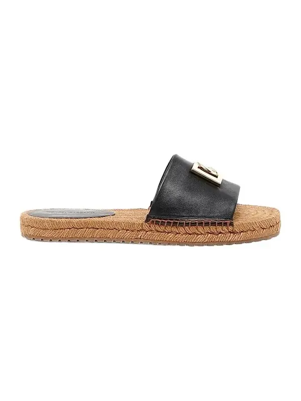 Women's Logo Leather Flat Espadrille Sandals Women's Logo Leather Flat Espadrille Sandals