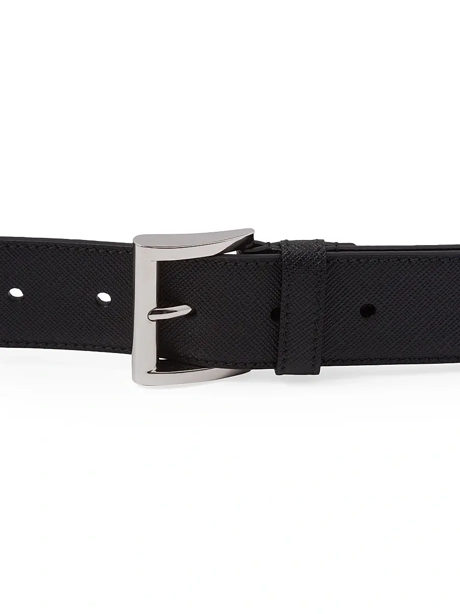 Prada Men's Saffiano Leather Belt - Black | Thumbnail 2 Prada Men's Saffiano Leather Belt - Black | Thumbnail 2