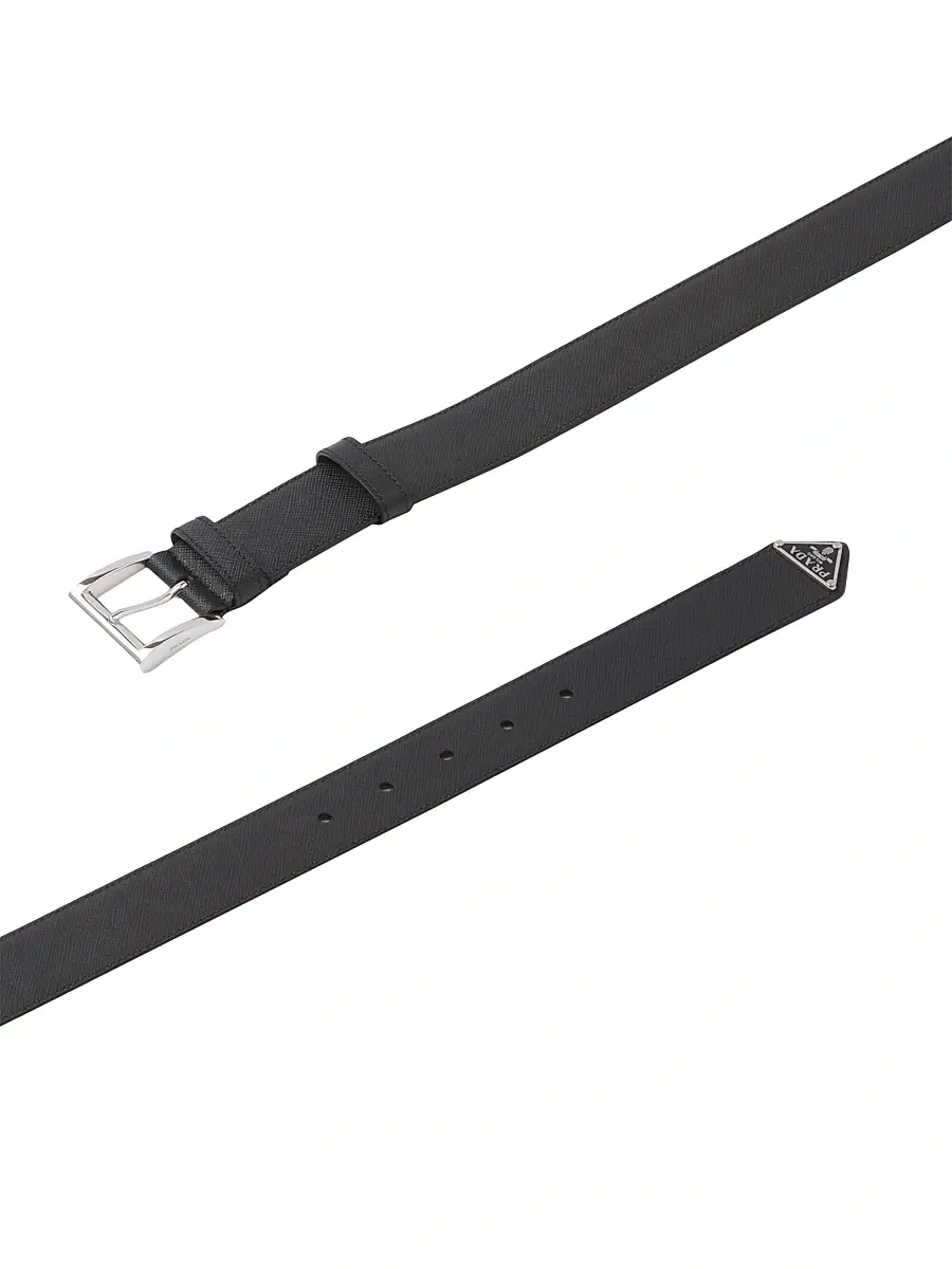 Prada Men's Saffiano Leather Belt - Black | Thumbnail 4 Prada Men's Saffiano Leather Belt - Black | Thumbnail 4