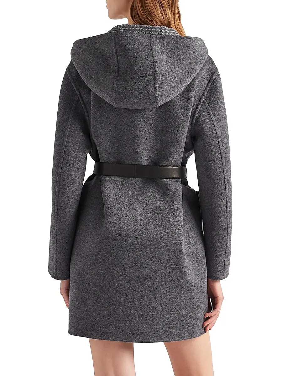 Prada Women's Single-Breasted Double Wool Coat - Grey | Thumbnail 4 Prada Women's Single-Breasted Double Wool Coat - Grey | Thumbnail 4