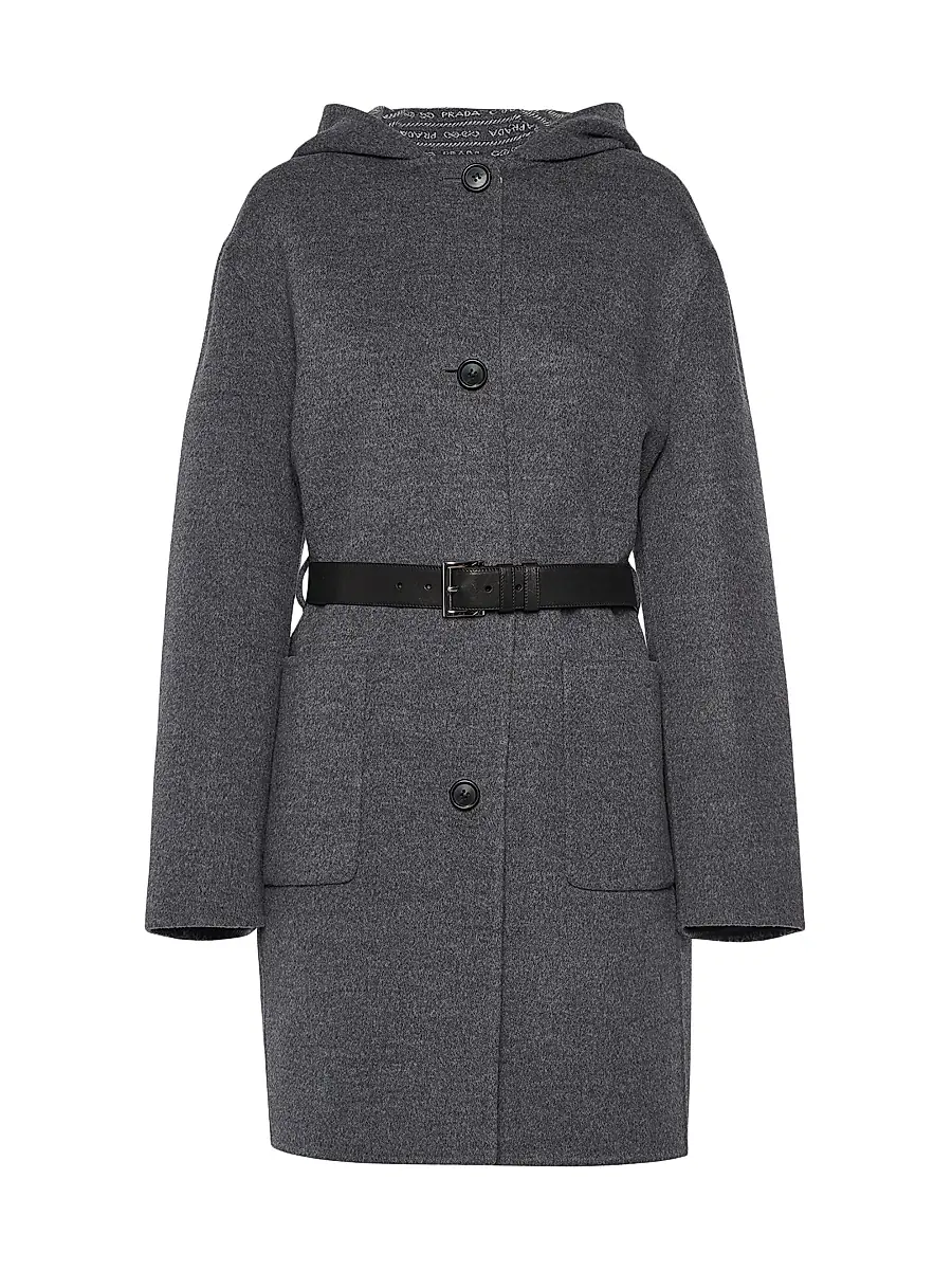 Women's Single-Breasted Double Wool Coat - Grey