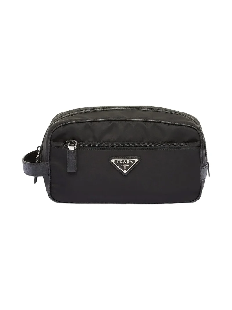 Unisex Nylon and Saffiano Leather Travel Pouch