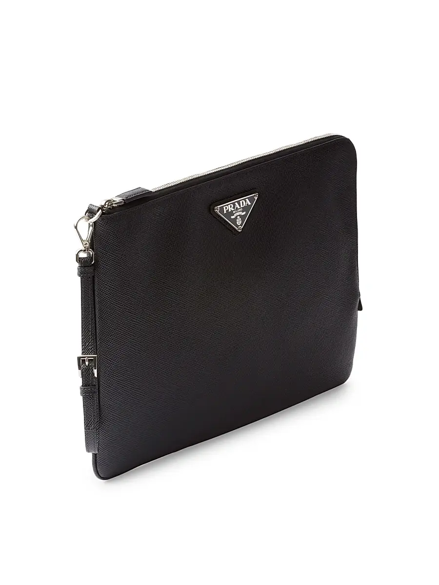Prada Men's Saffiano Leather Pouch - Black | Thumbnail 2