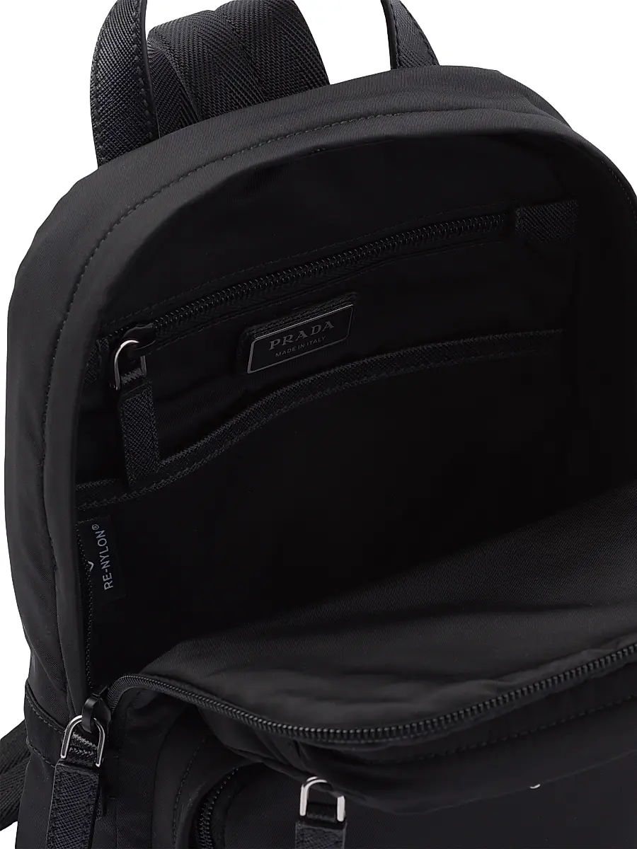 Prada Men's Re-Nylon And Saffiano Leather Backpack - Black | Thumbnail 4 Prada Men's Re-Nylon And Saffiano Leather Backpack - Black | Thumbnail 4