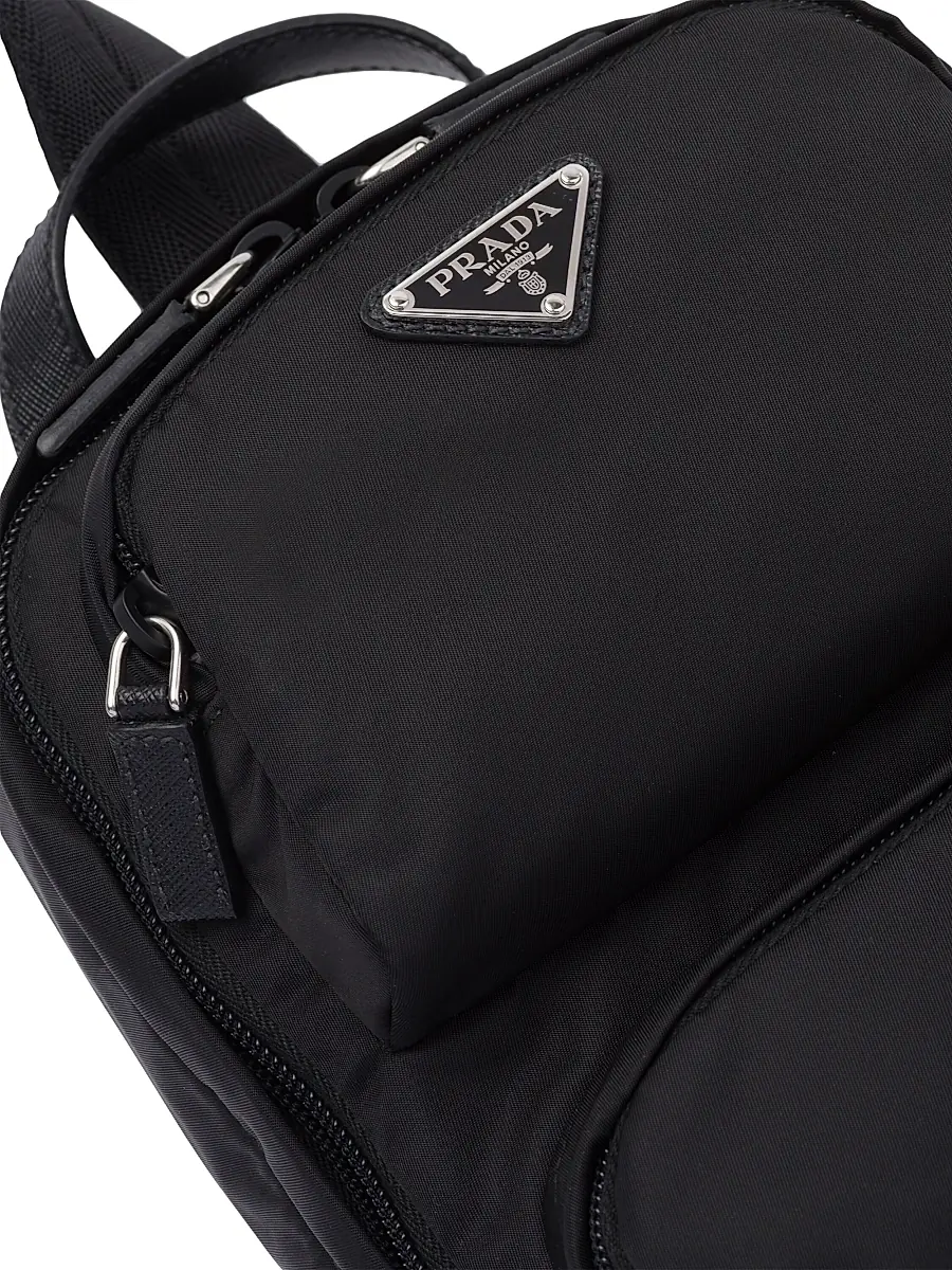 Prada Men's Re-Nylon And Saffiano Leather Backpack - Black | Thumbnail 5 Prada Men's Re-Nylon And Saffiano Leather Backpack - Black | Thumbnail 5