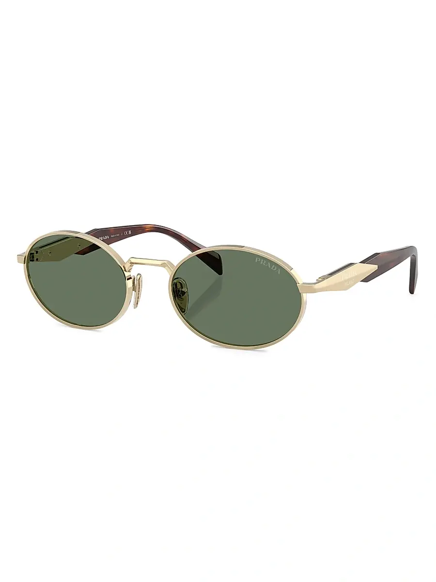Prada Men's 55MM Oval Sunglasses - Dark Green | Image 1 Prada Men's 55MM Oval Sunglasses - Dark Green | Image 1