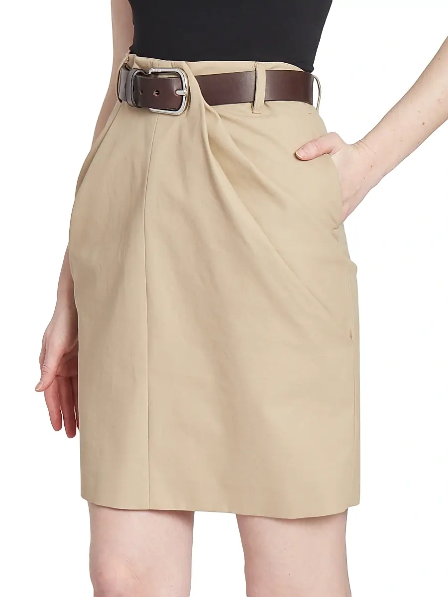 LOEWE Women's Draped Belted Miniskirt - Taos Taupe | Thumbnail 4 LOEWE Women's Draped Belted Miniskirt - Taos Taupe | Thumbnail 4