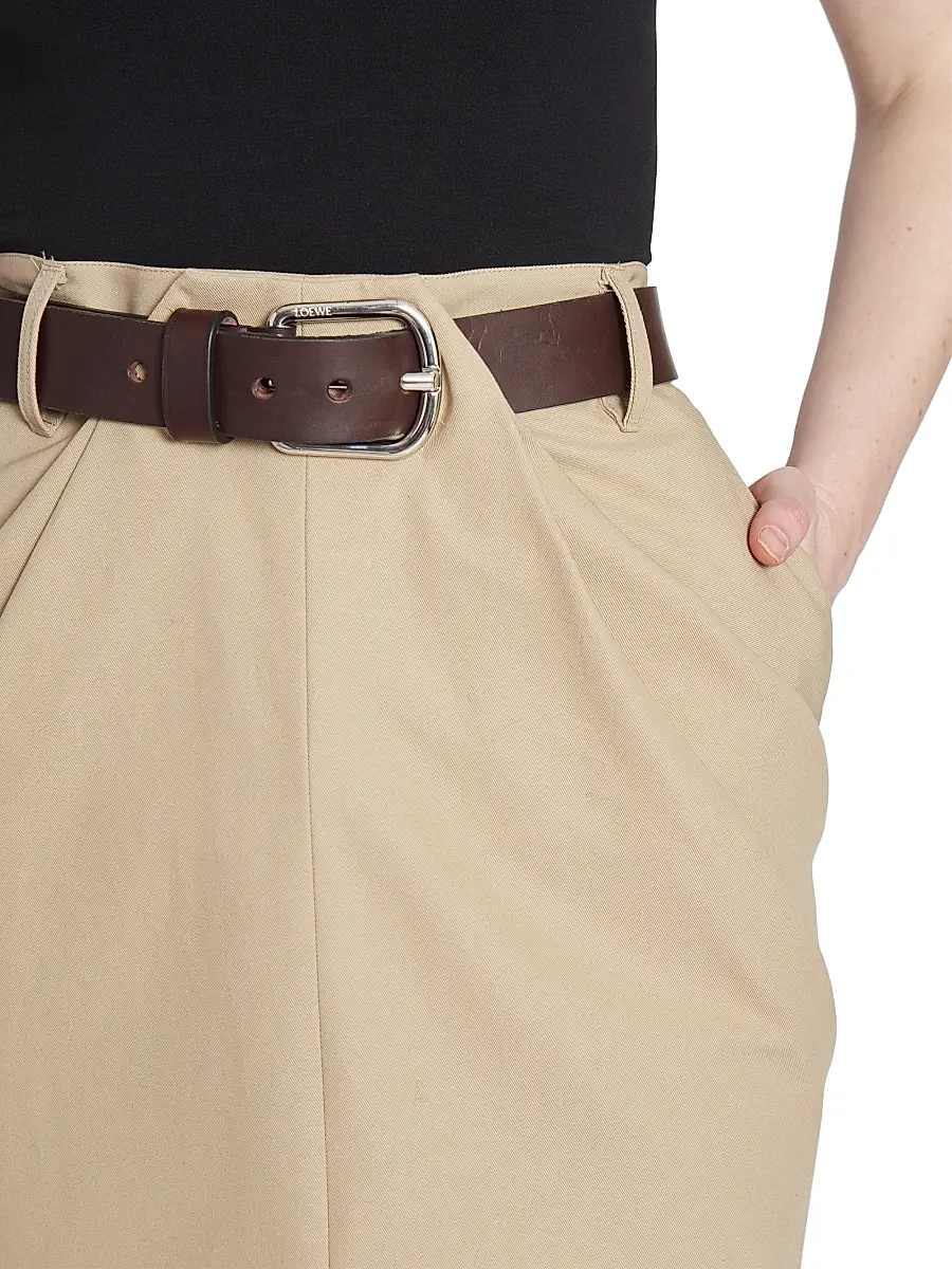LOEWE Women's Draped Belted Miniskirt - Taos Taupe | Thumbnail 6 LOEWE Women's Draped Belted Miniskirt - Taos Taupe | Thumbnail 6