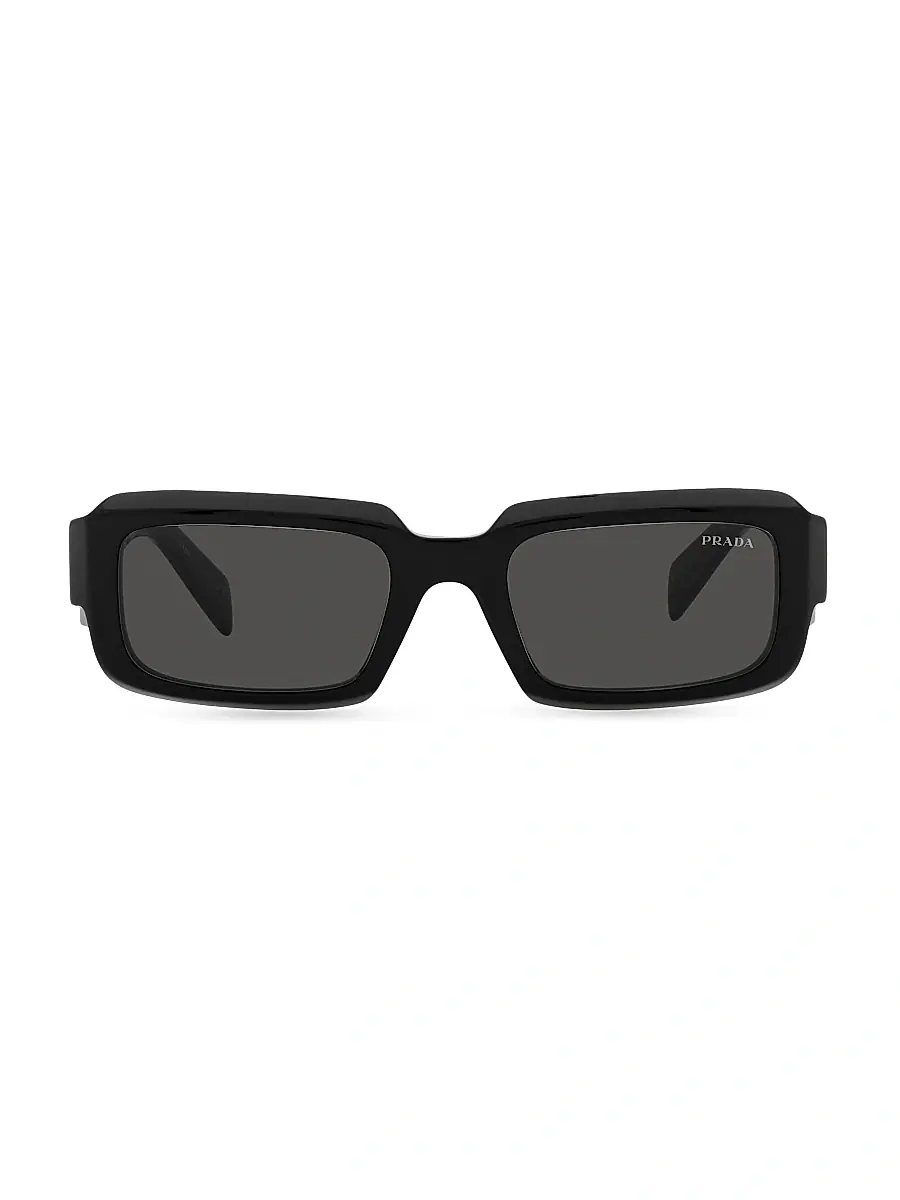 Prada Men's 54MM Acetate Rectangular Sunglasses - Black | Thumbnail 2 Prada Men's 54MM Acetate Rectangular Sunglasses - Black | Thumbnail 2