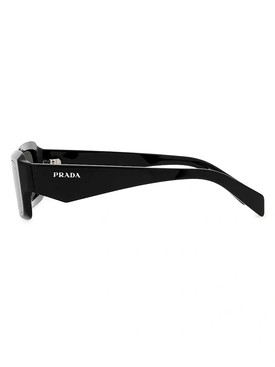 Prada Men's 54MM Acetate Rectangular Sunglasses - Black | Thumbnail 3 Prada Men's 54MM Acetate Rectangular Sunglasses - Black | Thumbnail 3