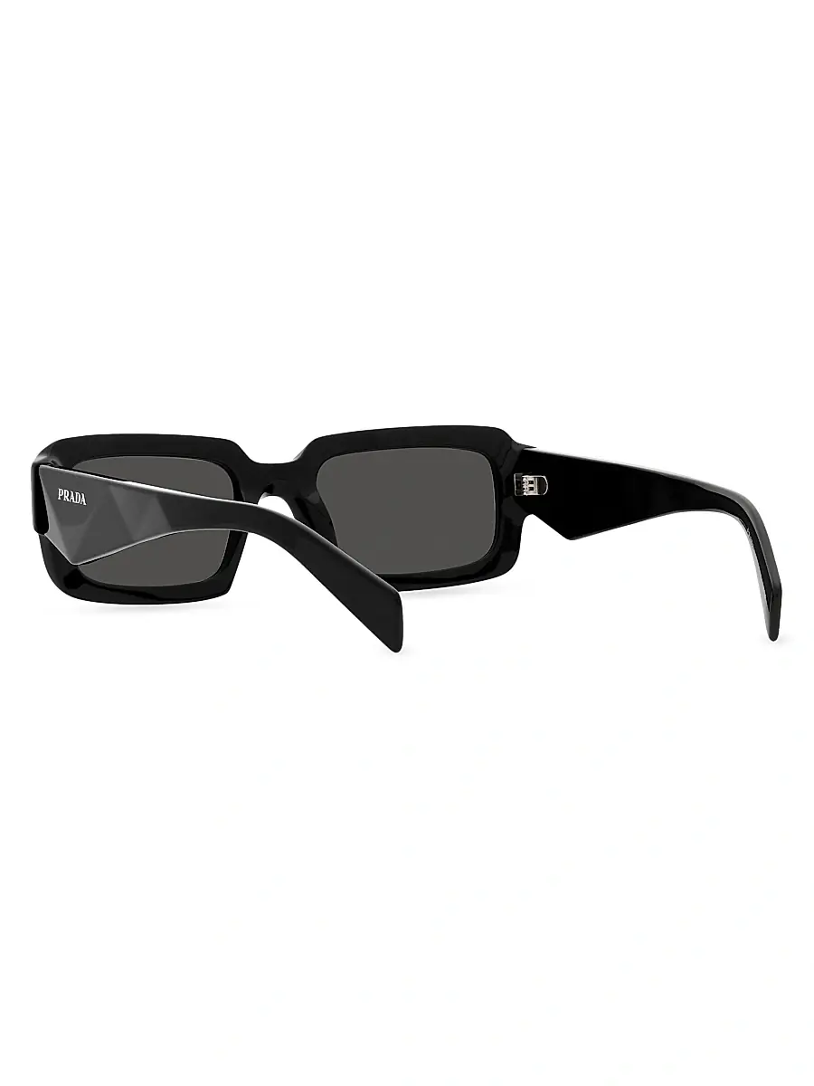 Prada Men's 54MM Acetate Rectangular Sunglasses - Black | Thumbnail 4 Prada Men's 54MM Acetate Rectangular Sunglasses - Black | Thumbnail 4