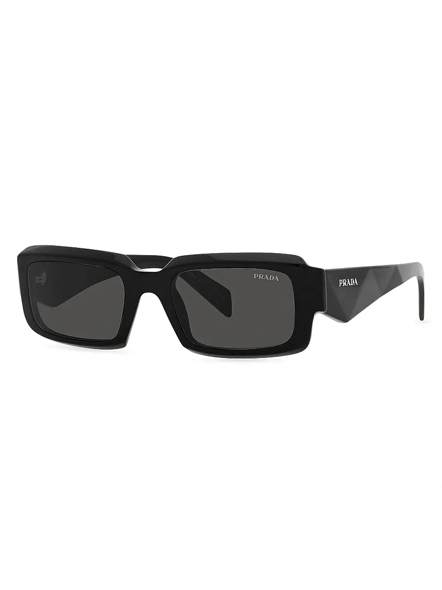 Prada Men's 54MM Acetate Rectangular Sunglasses - Black | Image 1 Prada Men's 54MM Acetate Rectangular Sunglasses - Black | Image 1