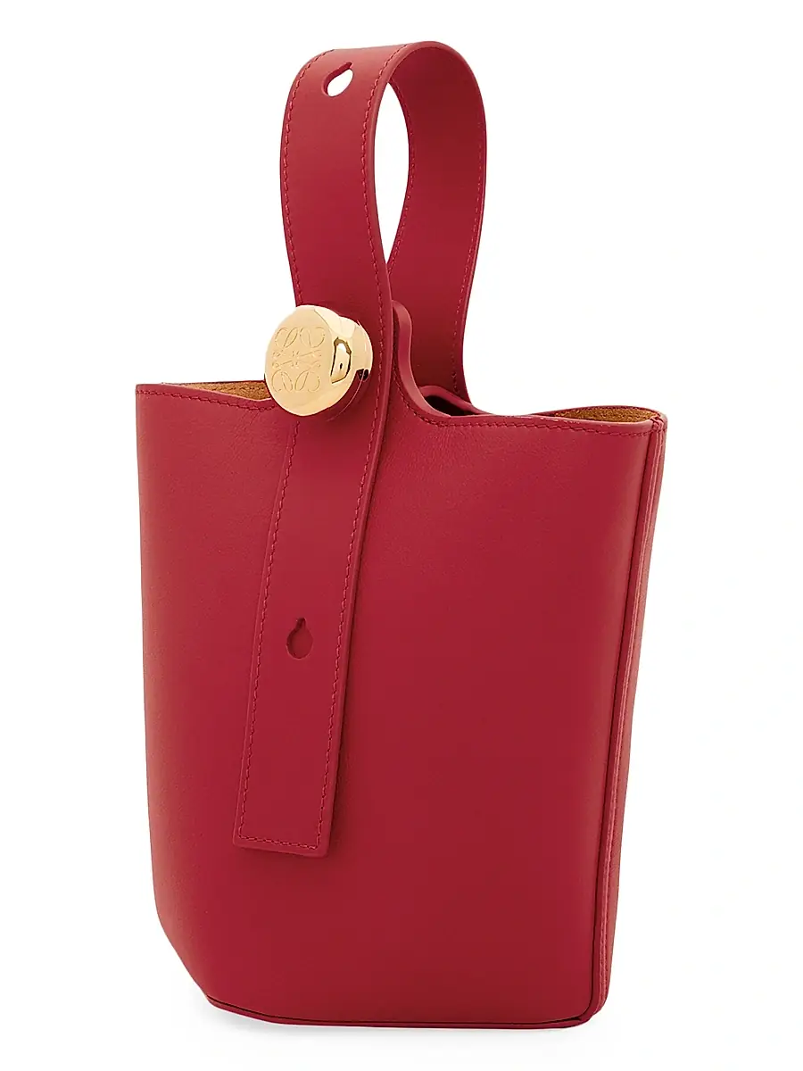LOEWE Women's Mini Pebbled Leather Bucket Bag - Burnt Red | Thumbnail 2 LOEWE Women's Mini Pebbled Leather Bucket Bag - Burnt Red | Thumbnail 2