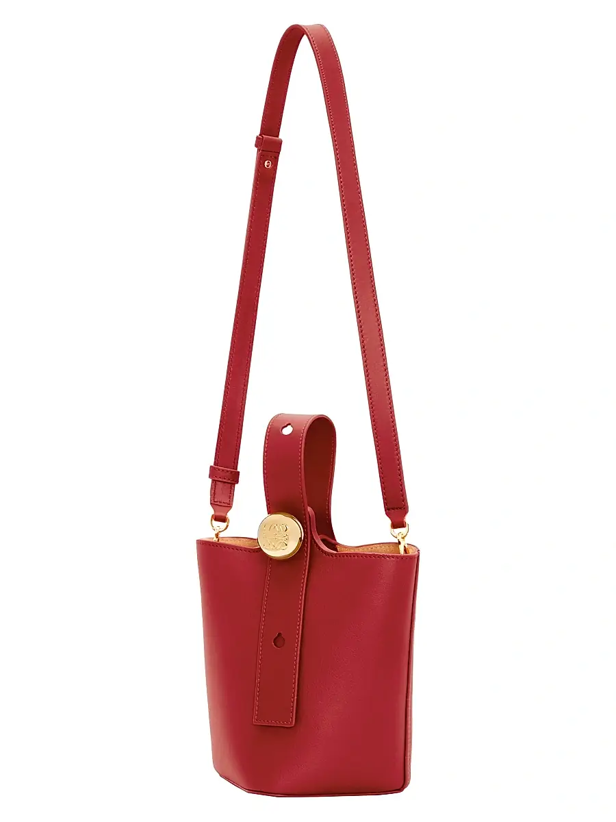 LOEWE Women's Mini Pebbled Leather Bucket Bag - Burnt Red | Thumbnail 5 LOEWE Women's Mini Pebbled Leather Bucket Bag - Burnt Red | Thumbnail 5