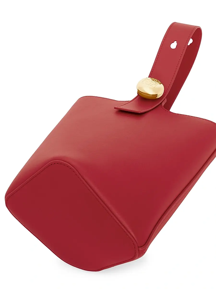LOEWE Women's Mini Pebbled Leather Bucket Bag - Burnt Red | Thumbnail 7 LOEWE Women's Mini Pebbled Leather Bucket Bag - Burnt Red | Thumbnail 7