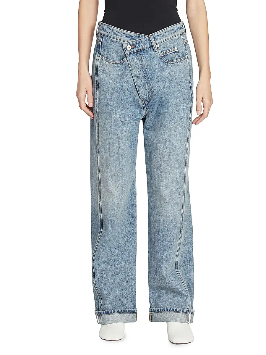 LOEWE Women's Deconstructed Straight-Leg Jeans - Washed Denim | Thumbnail 3 LOEWE Women's Deconstructed Straight-Leg Jeans - Washed Denim | Thumbnail 3