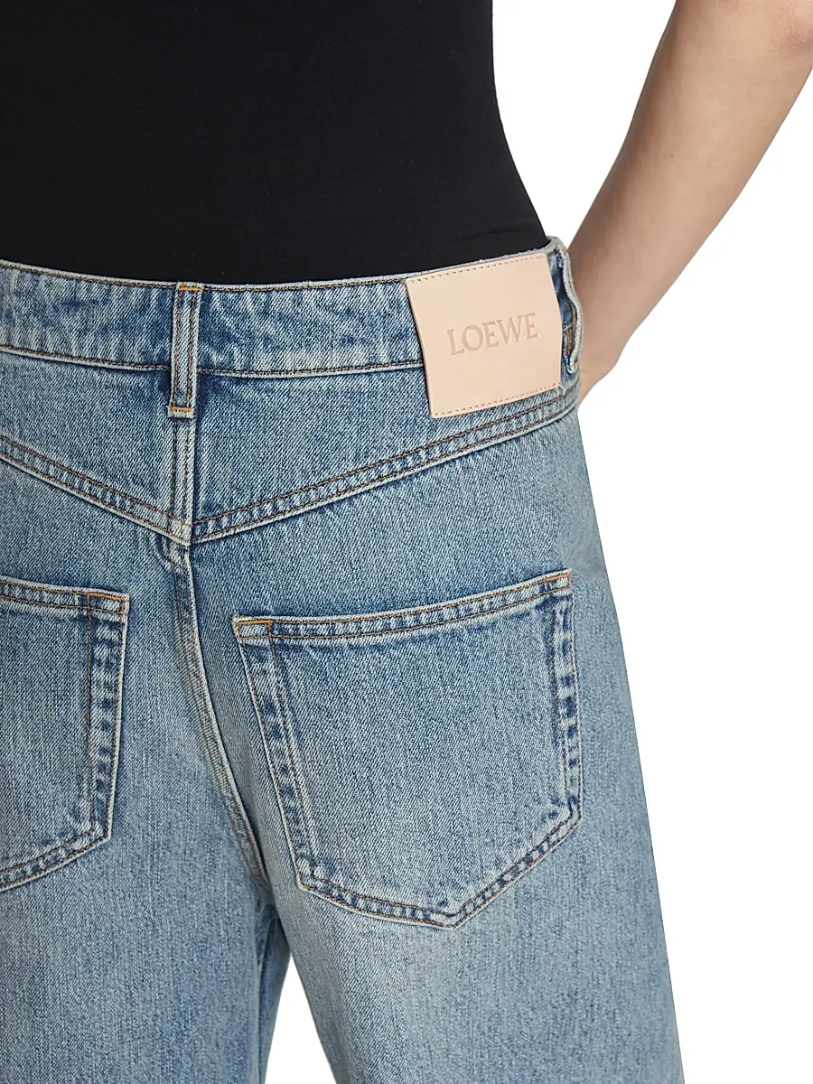 LOEWE Women's Deconstructed Straight-Leg Jeans - Washed Denim | Thumbnail 6 LOEWE Women's Deconstructed Straight-Leg Jeans - Washed Denim | Thumbnail 6