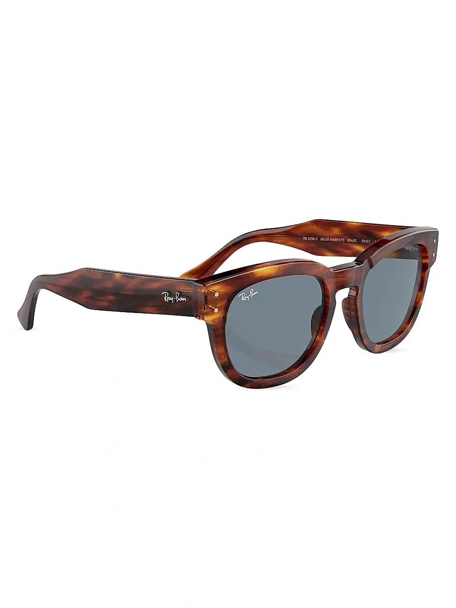 Ray-Ban Men's RB0298s 53MM Mega Hawkeye Square Sunglasses - Striped Havana Blue | Thumbnail 7 Ray-Ban Men's RB0298s 53MM Mega Hawkeye Square Sunglasses - Striped Havana Blue | Thumbnail 7