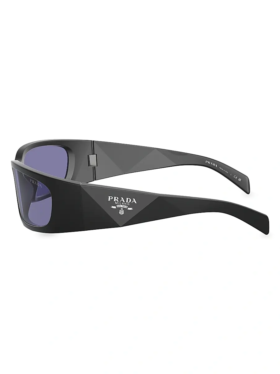 Prada Men's 60MM Butterfly Sunglasses - Matte Black Lilac | Thumbnail 3
