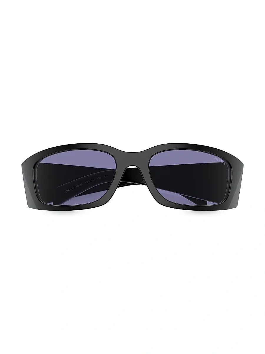 Prada Men's 60MM Butterfly Sunglasses - Matte Black Lilac | Thumbnail 5