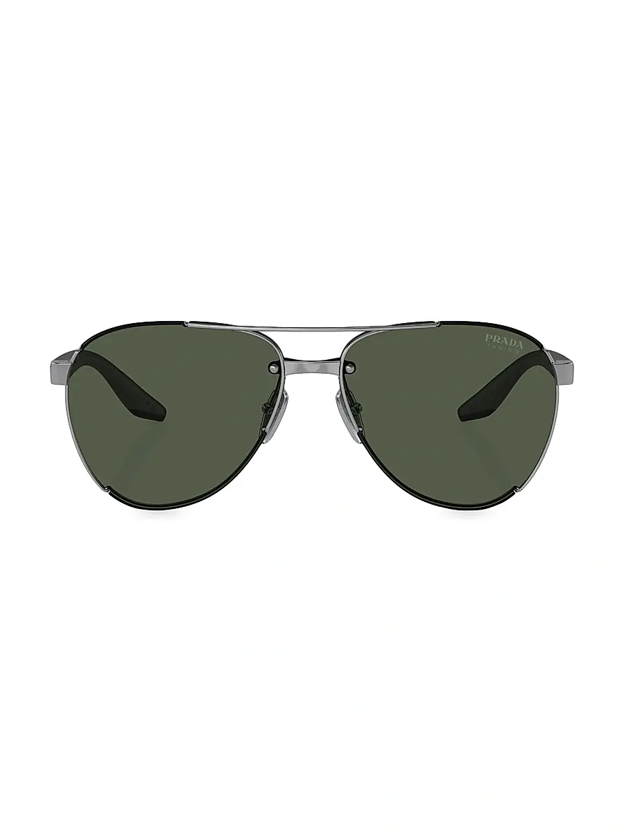 Prada Linea Rossa Men's 61MM Aviator Sunglasses - Gunmetal Dark Green | Thumbnail 2 Prada Linea Rossa Men's 61MM Aviator Sunglasses - Gunmetal Dark Green | Thumbnail 2