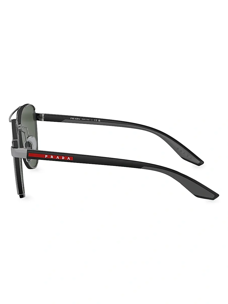 Prada Linea Rossa Men's 61MM Aviator Sunglasses - Gunmetal Dark Green | Thumbnail 3 Prada Linea Rossa Men's 61MM Aviator Sunglasses - Gunmetal Dark Green | Thumbnail 3