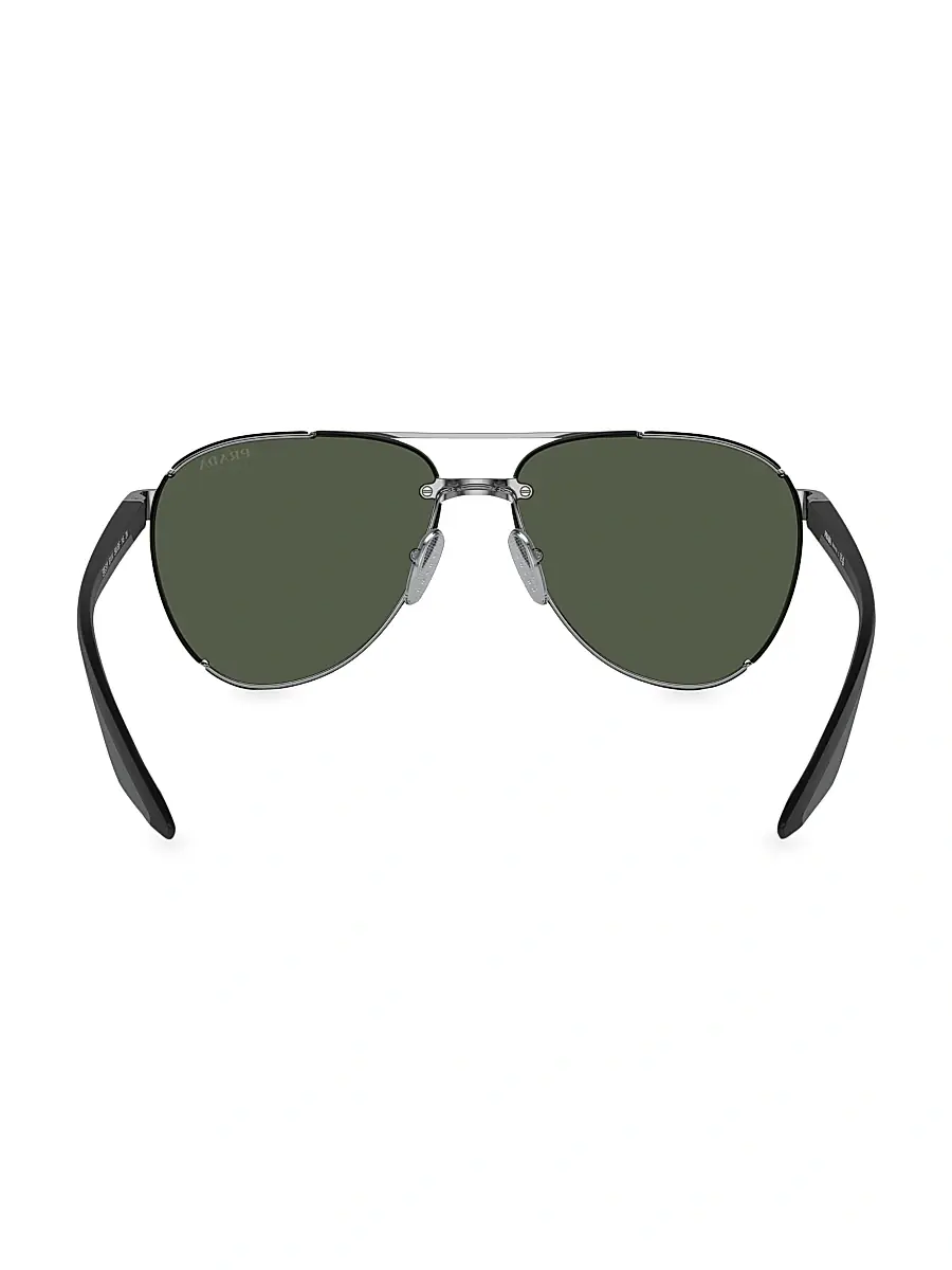 Prada Linea Rossa Men's 61MM Aviator Sunglasses - Gunmetal Dark Green | Thumbnail 4 Prada Linea Rossa Men's 61MM Aviator Sunglasses - Gunmetal Dark Green | Thumbnail 4
