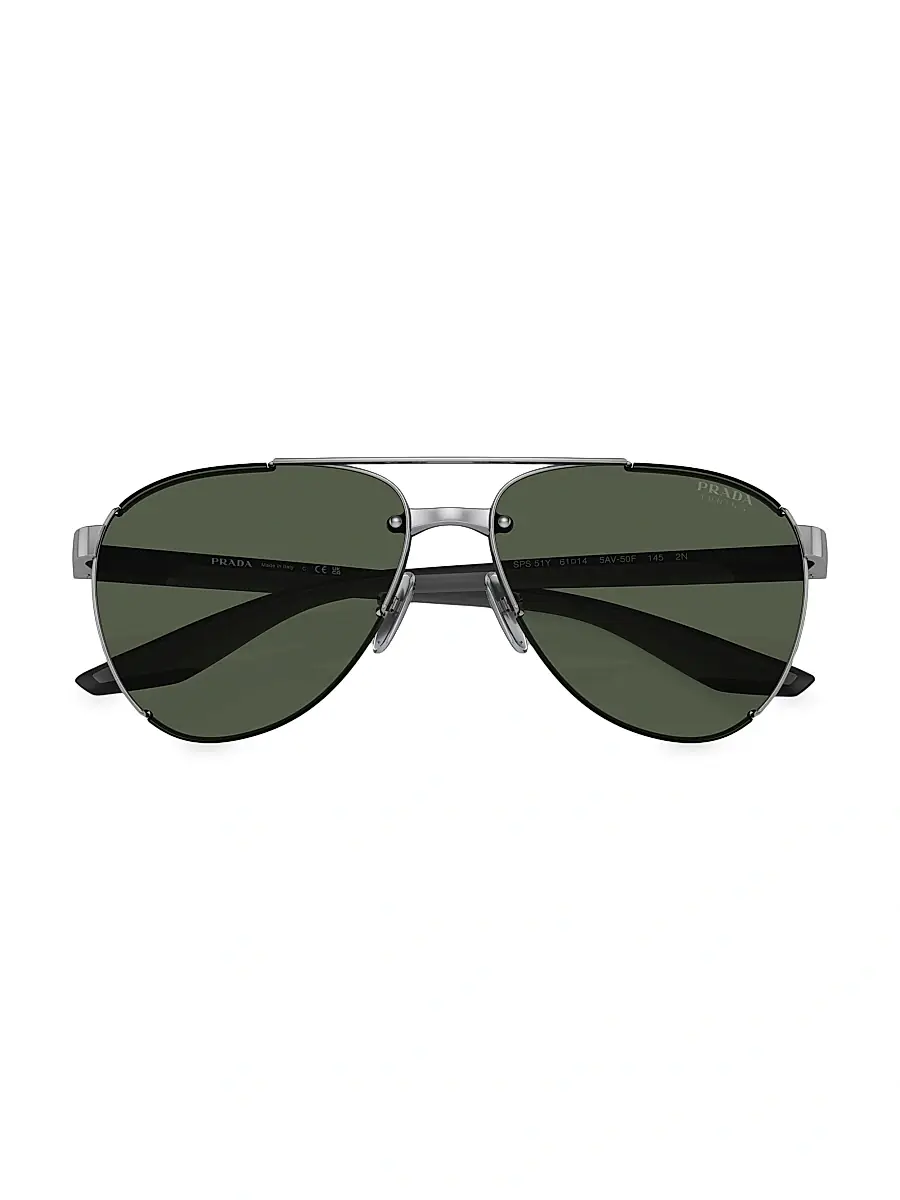 Prada Linea Rossa Men's 61MM Aviator Sunglasses - Gunmetal Dark Green | Thumbnail 5 Prada Linea Rossa Men's 61MM Aviator Sunglasses - Gunmetal Dark Green | Thumbnail 5