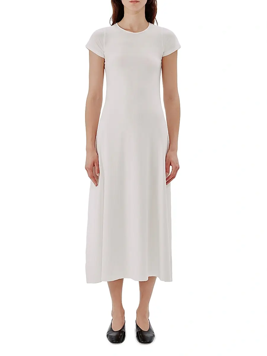 Another Tomorrow Women's Fitted Tee Dress | Thumbnail 3