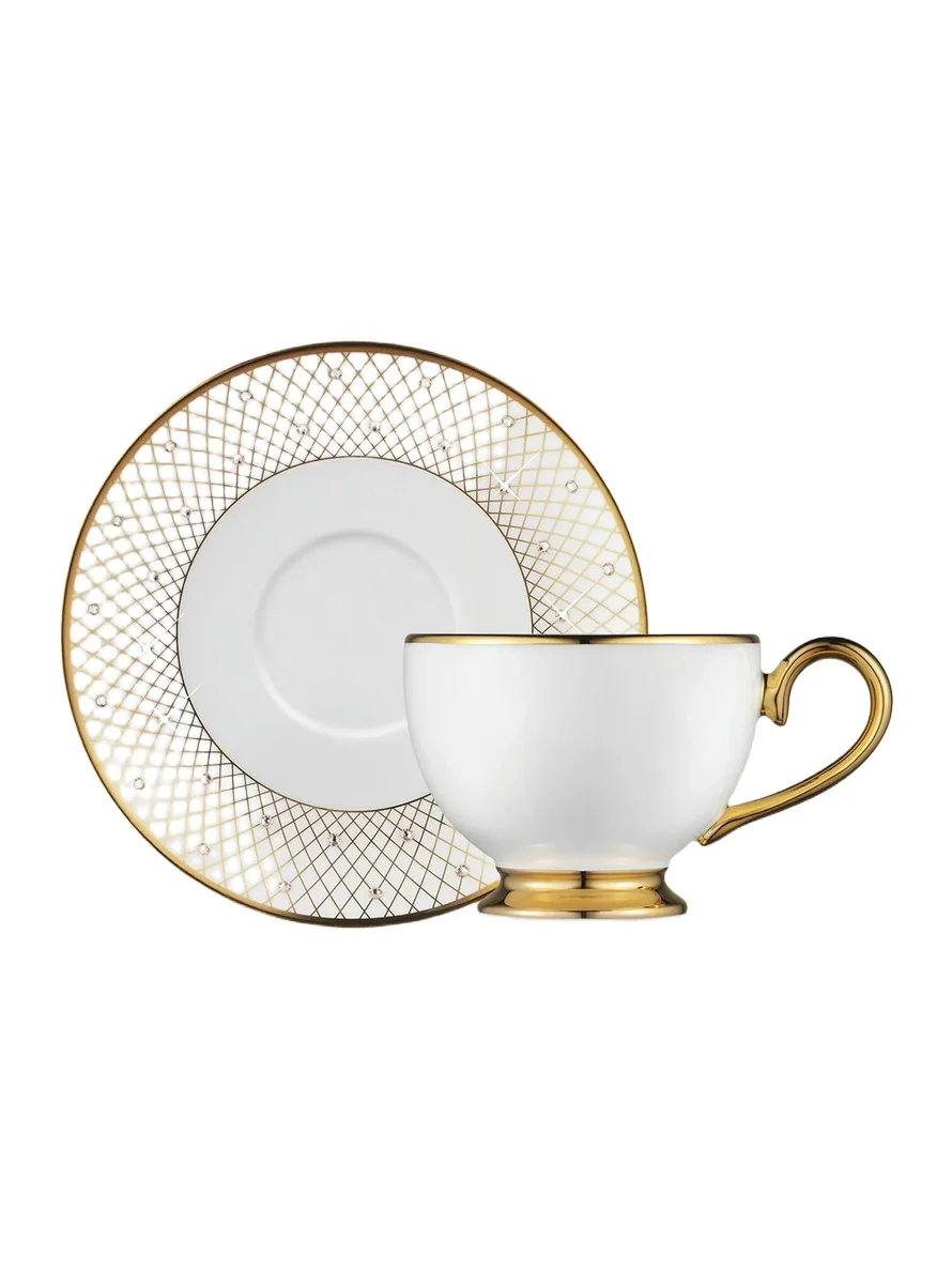 Prouna Princess Gold Espresso Cup & Saucer - Gold White