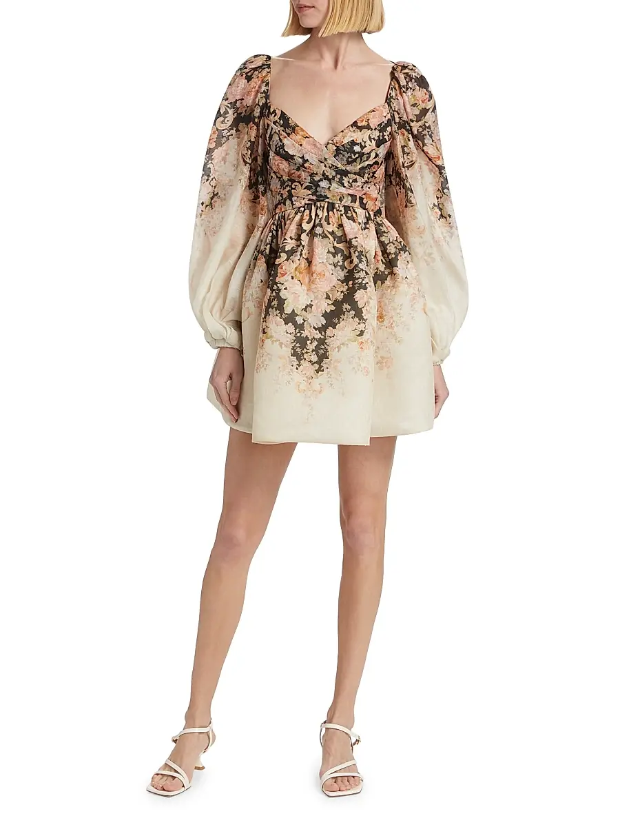 Zimmermann Women's Floral Linen & Silk Long-Sleeve Minidress | Thumbnail 2 Zimmermann Women's Floral Linen & Silk Long-Sleeve Minidress | Thumbnail 2