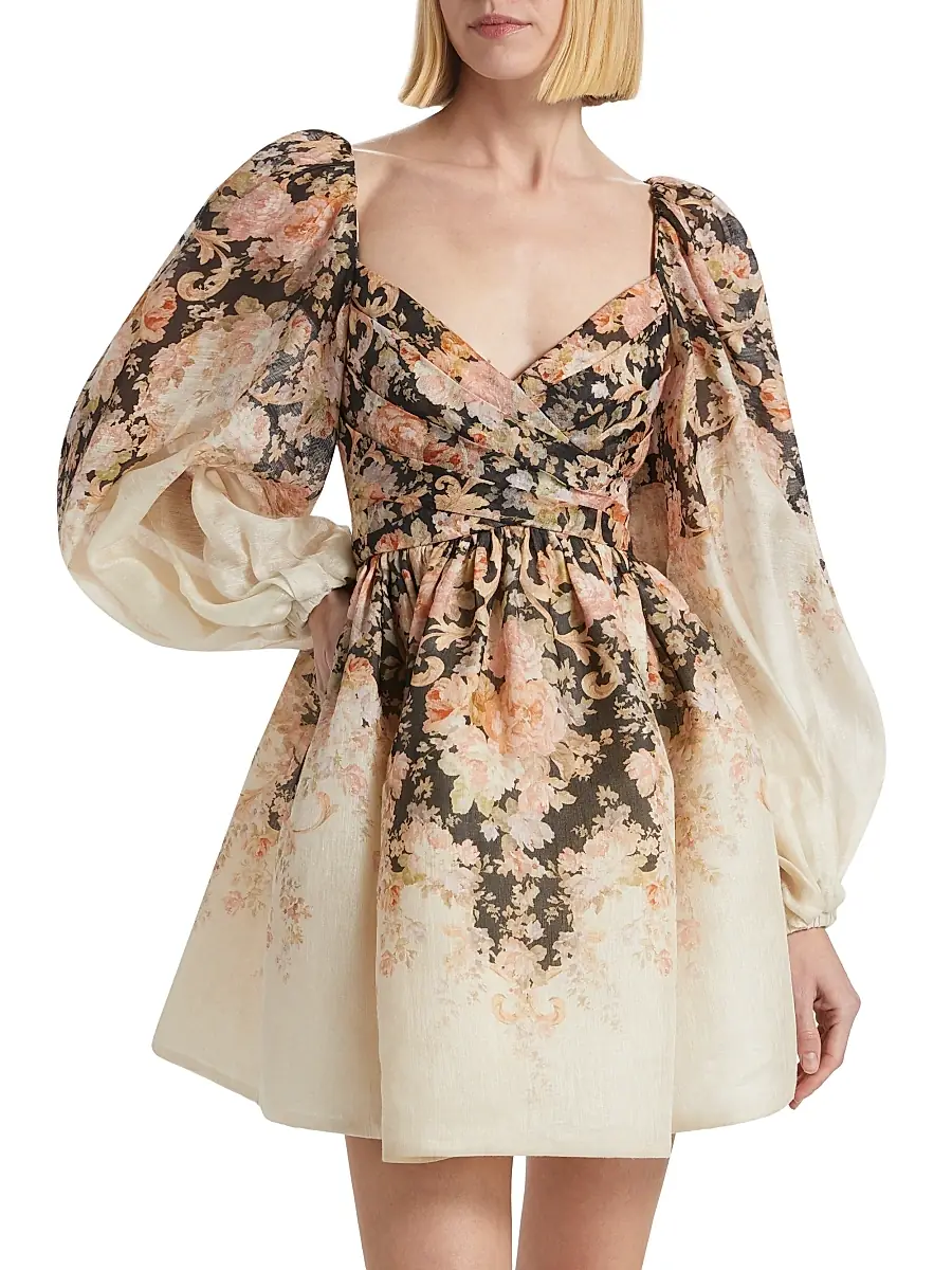 Zimmermann Women's Floral Linen & Silk Long-Sleeve Minidress | Thumbnail 3 Zimmermann Women's Floral Linen & Silk Long-Sleeve Minidress | Thumbnail 3
