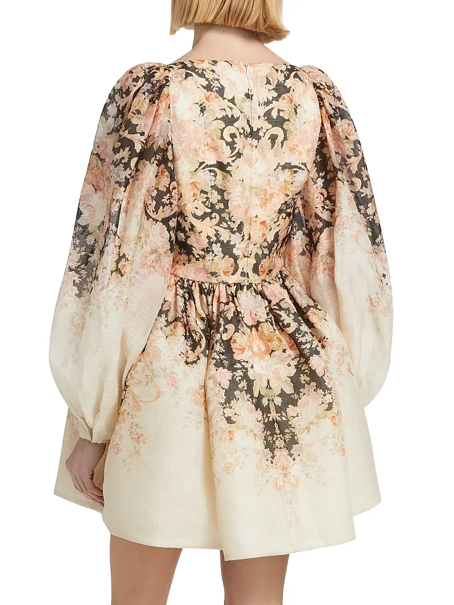 Zimmermann Women's Floral Linen & Silk Long-Sleeve Minidress | Thumbnail 5 Zimmermann Women's Floral Linen & Silk Long-Sleeve Minidress | Thumbnail 5