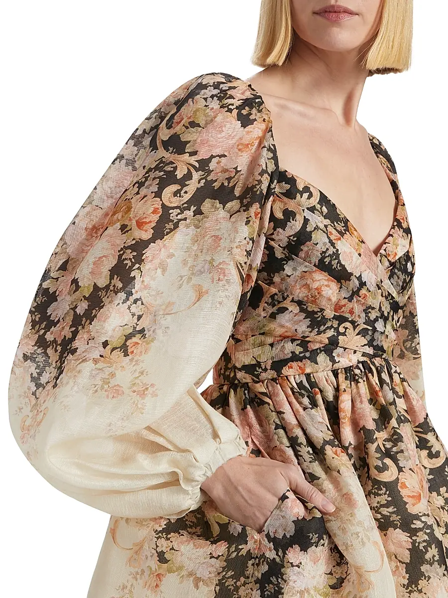 Zimmermann Women's Floral Linen & Silk Long-Sleeve Minidress | Thumbnail 6 Zimmermann Women's Floral Linen & Silk Long-Sleeve Minidress | Thumbnail 6