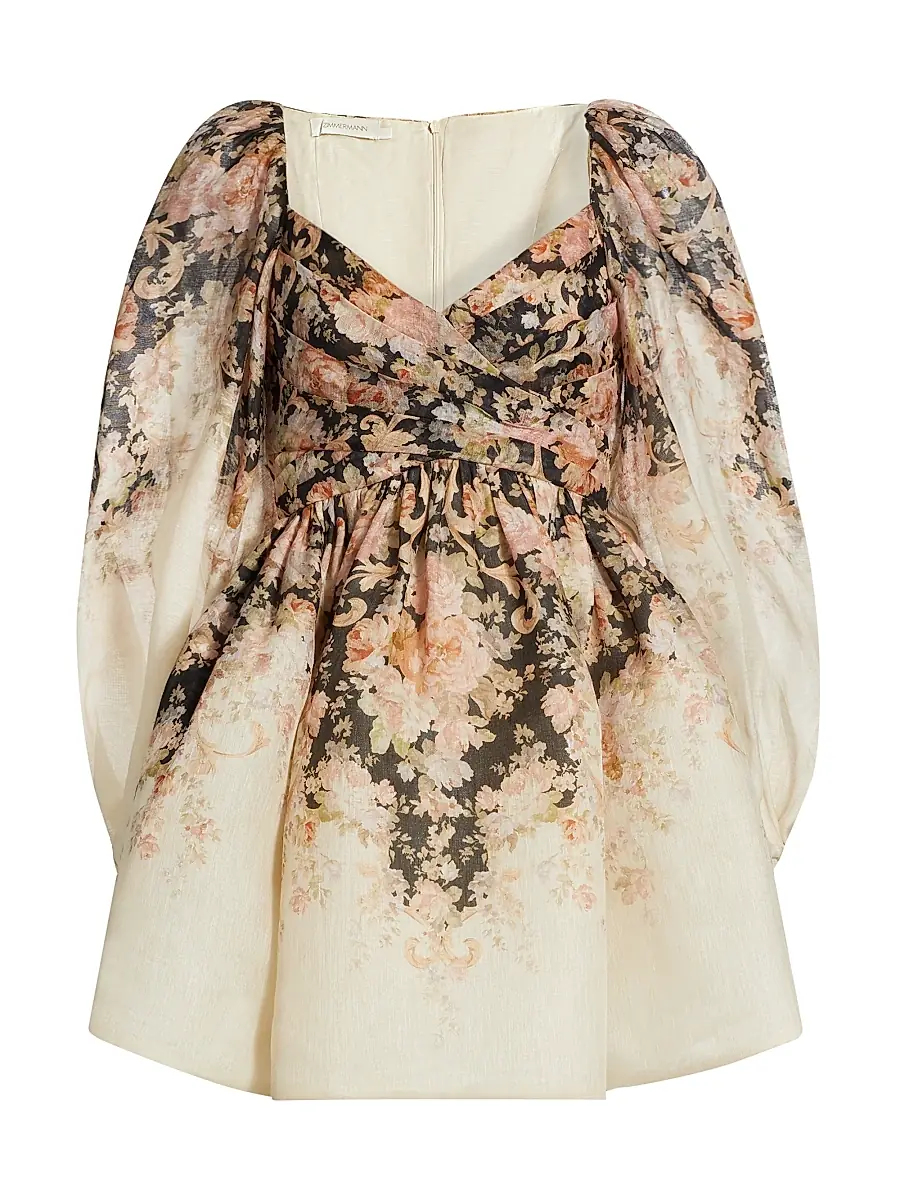 Zimmermann Women's Floral Linen & Silk Long-Sleeve Minidress