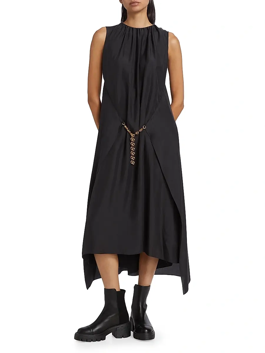 LOEWE Women's Silk Chain Midi Dress - Dark Anthracite | Thumbnail 3 LOEWE Women's Silk Chain Midi Dress - Dark Anthracite | Thumbnail 3
