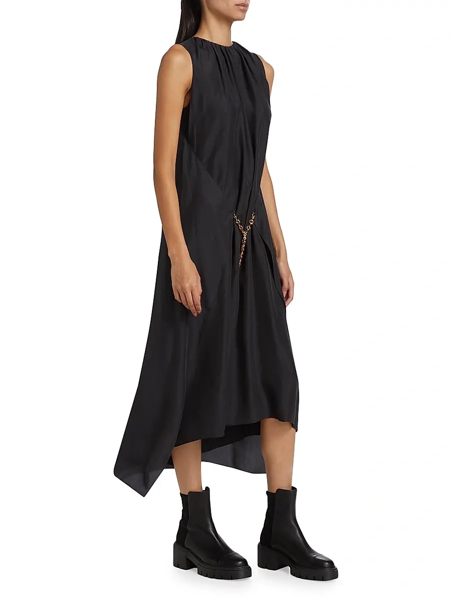 LOEWE Women's Silk Chain Midi Dress - Dark Anthracite | Thumbnail 4 LOEWE Women's Silk Chain Midi Dress - Dark Anthracite | Thumbnail 4