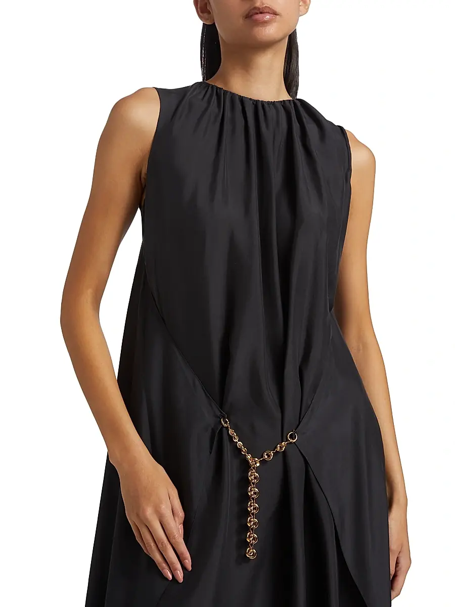 LOEWE Women's Silk Chain Midi Dress - Dark Anthracite | Thumbnail 6 LOEWE Women's Silk Chain Midi Dress - Dark Anthracite | Thumbnail 6
