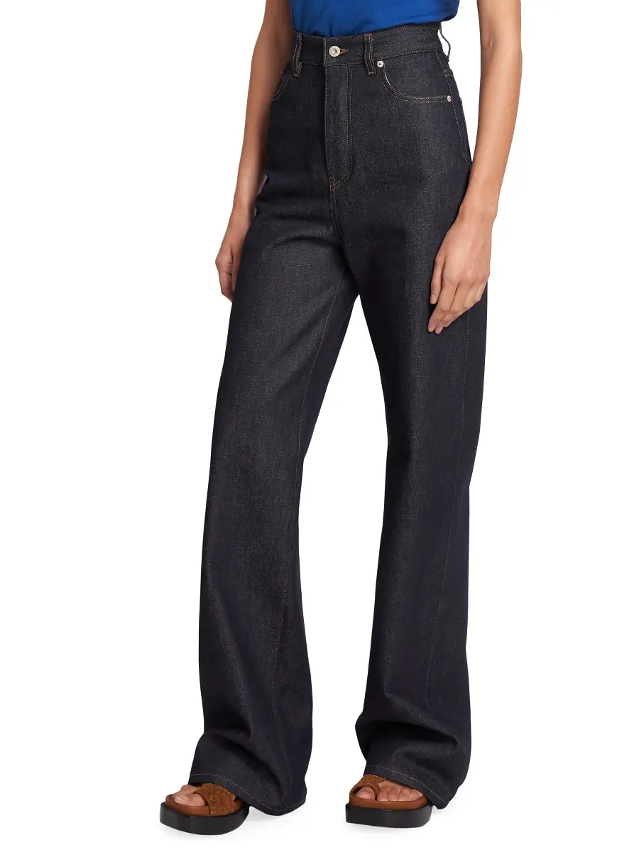 LOEWE Women's High-Rise Wide-Leg Jeans - Raw Denim | Thumbnail 3 LOEWE Women's High-Rise Wide-Leg Jeans - Raw Denim | Thumbnail 3