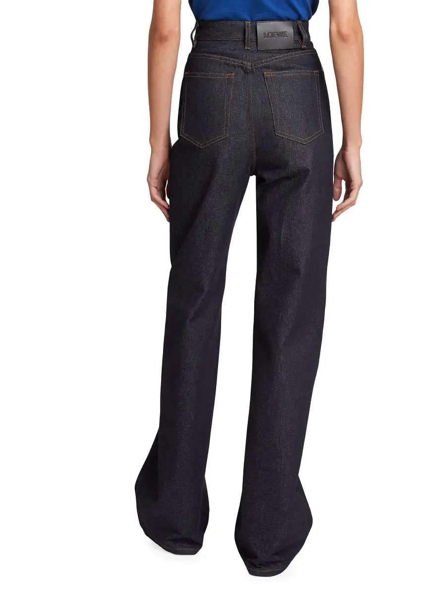 LOEWE Women's High-Rise Wide-Leg Jeans - Raw Denim | Thumbnail 4 LOEWE Women's High-Rise Wide-Leg Jeans - Raw Denim | Thumbnail 4