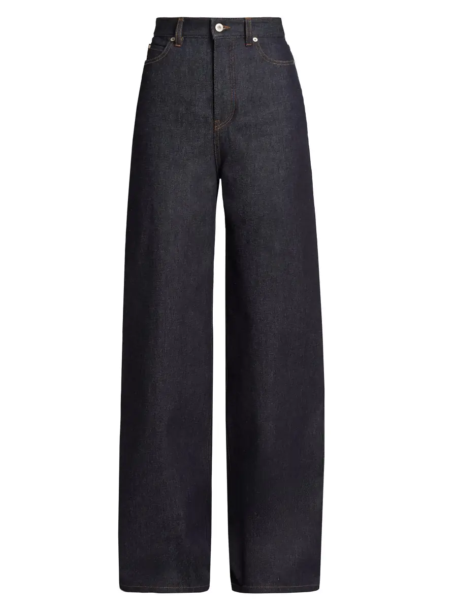LOEWE Women's High-Rise Wide-Leg Jeans - Raw Denim | Thumbnail 6 LOEWE Women's High-Rise Wide-Leg Jeans - Raw Denim | Thumbnail 6
