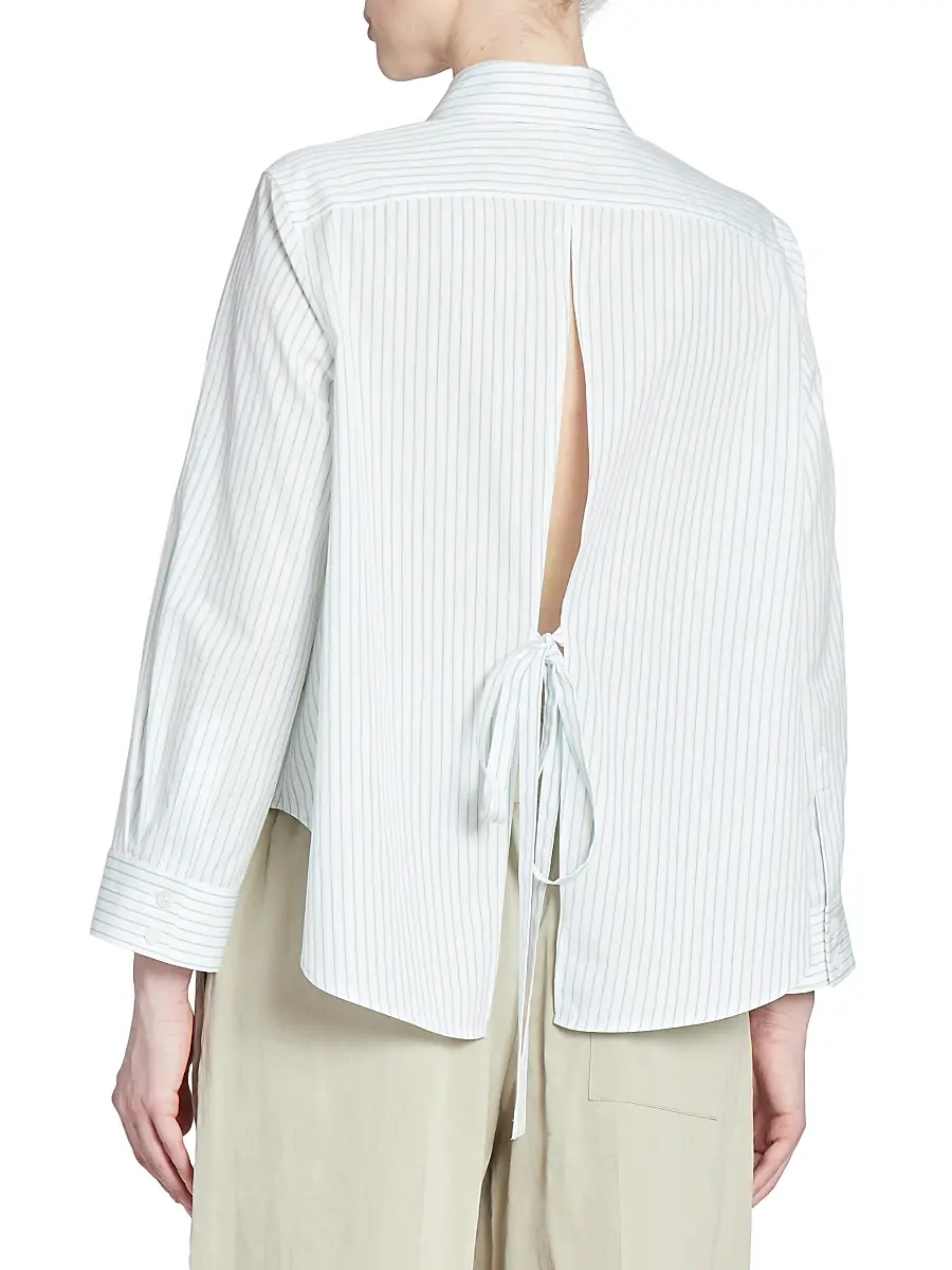 LOEWE Women's Trapeze Pinstriped Cotton-Blend Shirt - Green White | Thumbnail 5 LOEWE Women's Trapeze Pinstriped Cotton-Blend Shirt - Green White | Thumbnail 5