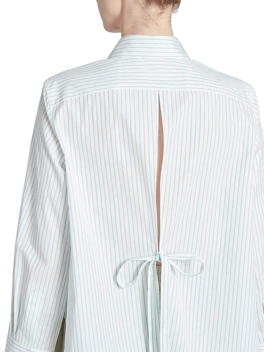 LOEWE Women's Trapeze Pinstriped Cotton-Blend Shirt - Green White | Thumbnail 6 LOEWE Women's Trapeze Pinstriped Cotton-Blend Shirt - Green White | Thumbnail 6